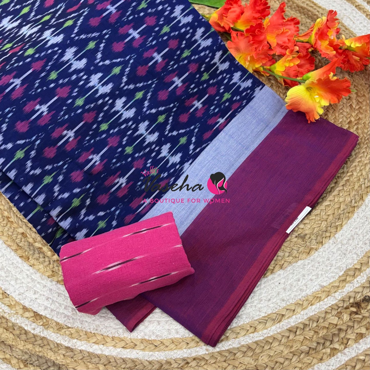 Ikkat Mercerised Cotton Saree - Single Ikkat - VVIKS001