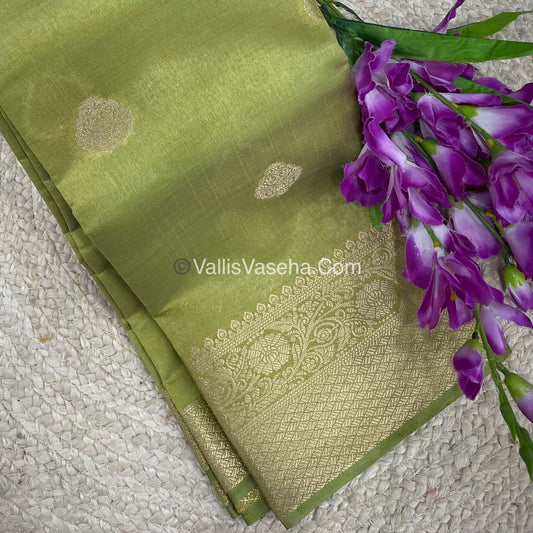 Semi Tussar Silk - Grand Pallu  - Light Green Shade - VVSTS041