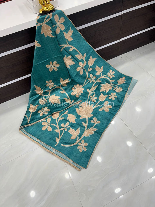 Semi Raw Silk with embroidery work - VVSRS001