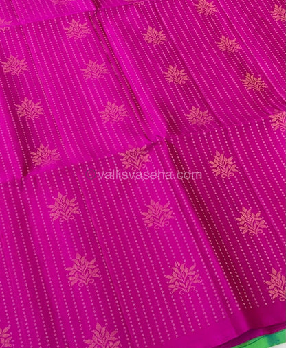 Pure Soft Silk Saree - Vaira Voosi design - Pink With Teal Green Combo - VVPSS016