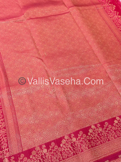 Semi Soft Silk with Border -Pink Shade  -VVSSS013