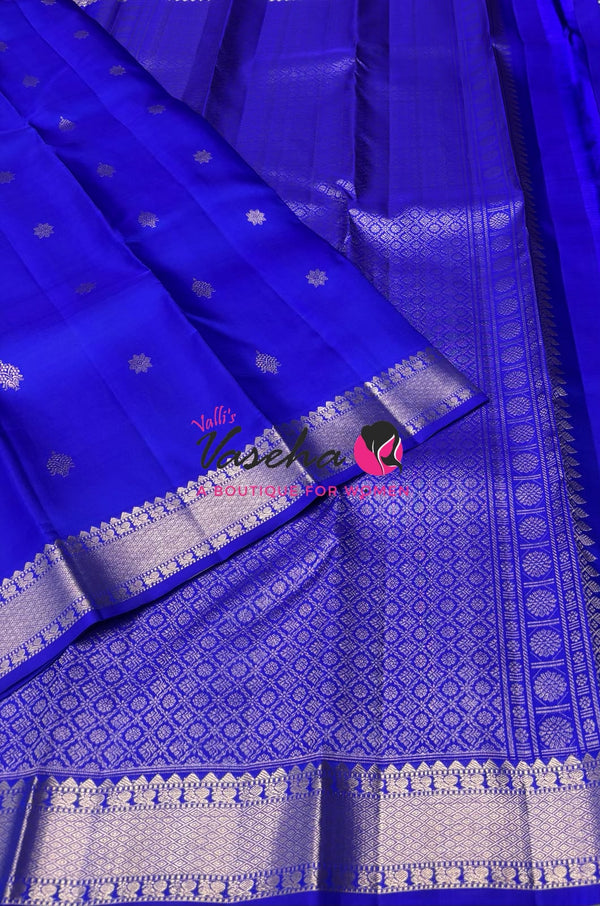 Pure Kanchipuram Silk Saree - Blue Shade  - VVPS022