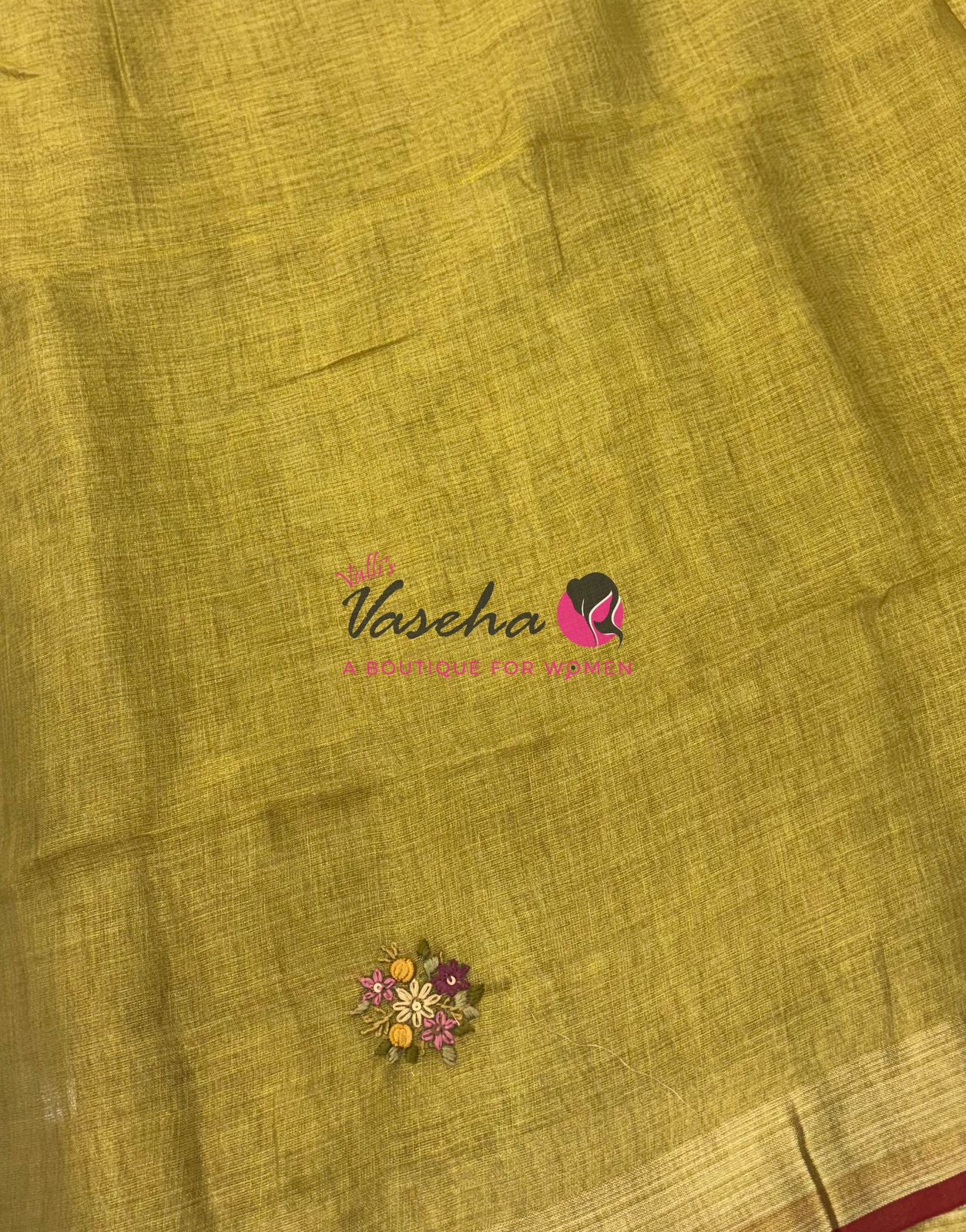 French Knot - Tissue Saree - Green Shade - VVLFN014