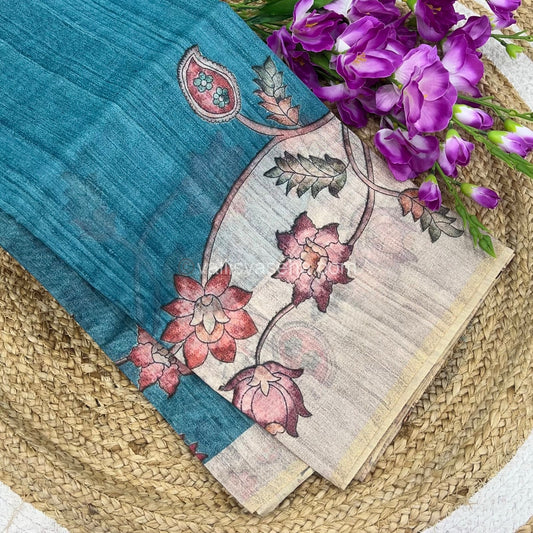 Semi Chanderi Saree - Digital Printed - VVSCD001