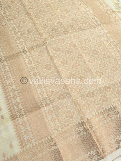 Semi Tussar Silk - Grand Pallu  - Cream Shade - VVSTS017