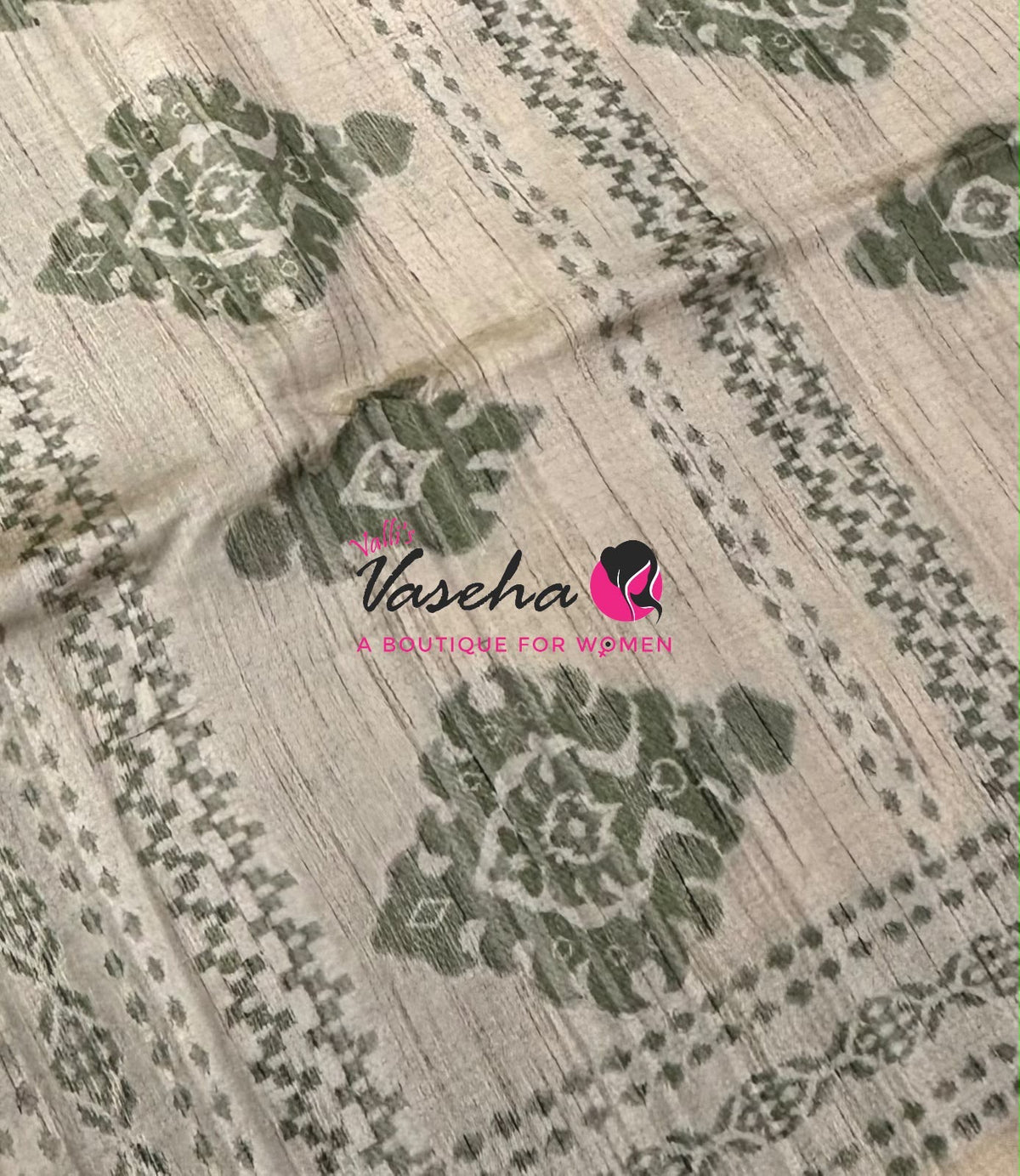 Semi Jute Silk Saree - Green With Cream Shade - VVSJS003