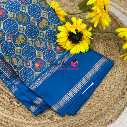 Casual Wear - Semi Printed Silk - Fancy Mixed Variety- Blue  - VVFMC008
