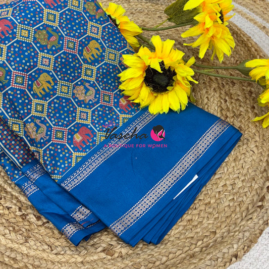 Casual Wear - Semi Printed Silk - Fancy Mixed Variety- Blue  - VVFMC008