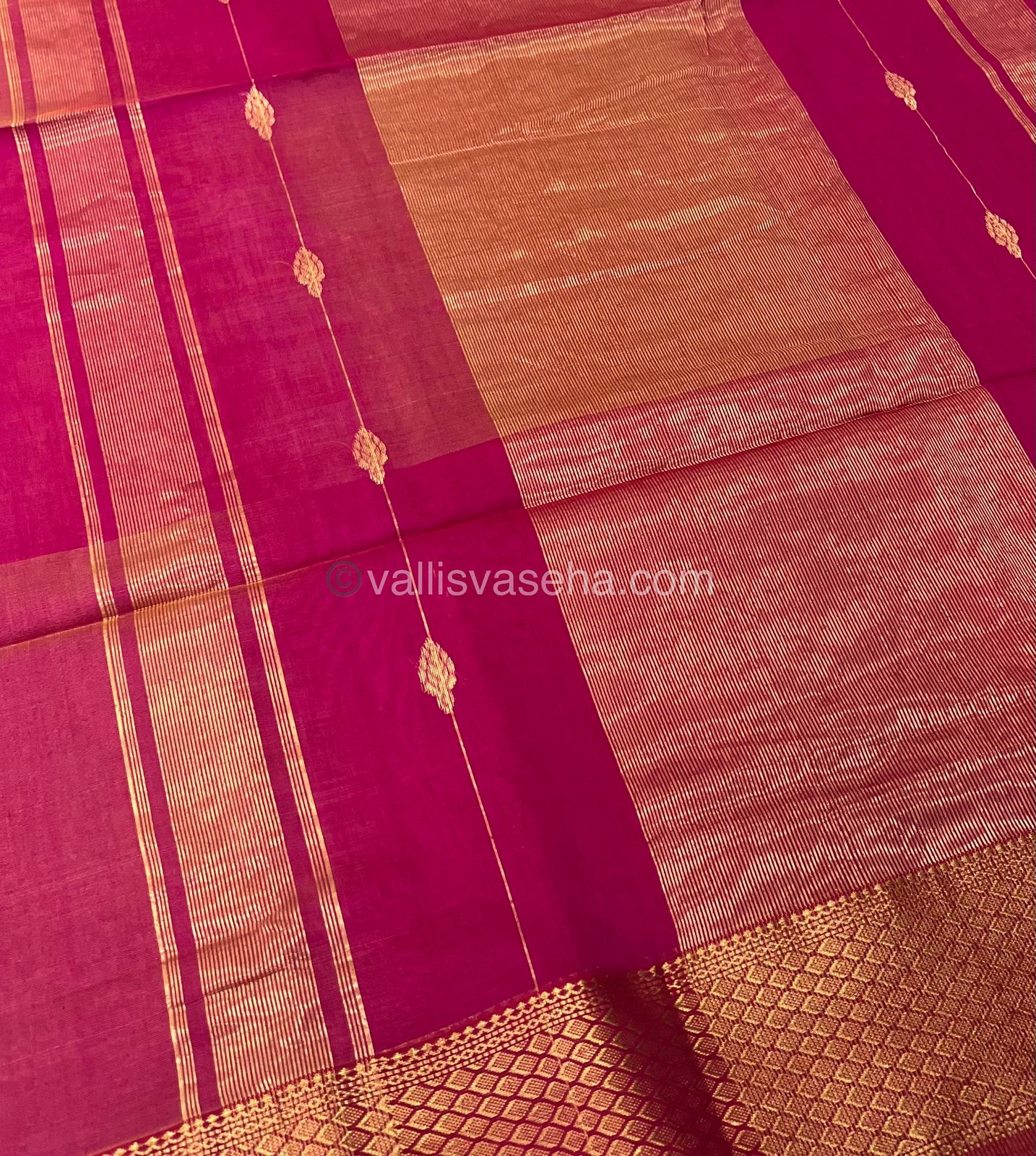Pure Maheshwari Silk Cotton Saree -  Pink Color - VVMSC005