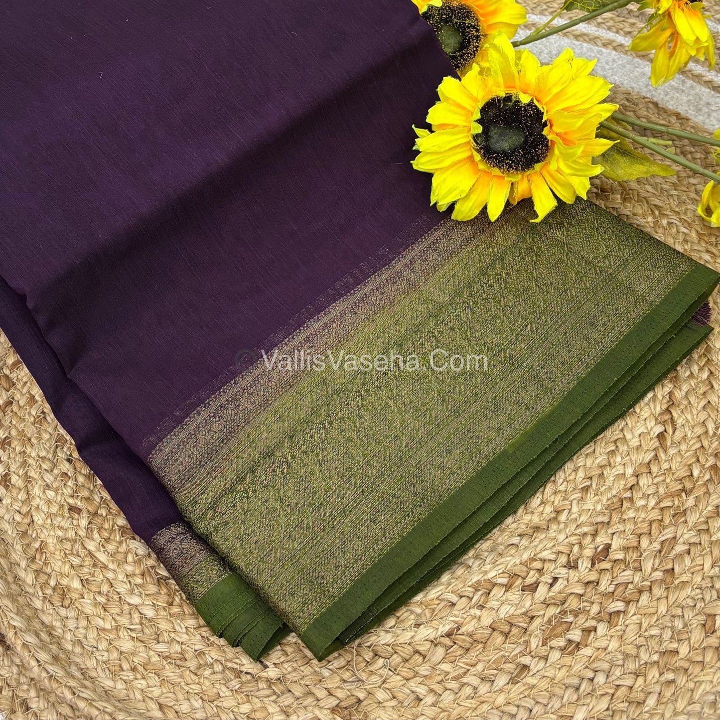 Bamboo Silk Saree - Violet With Green Shade - VVBSS006