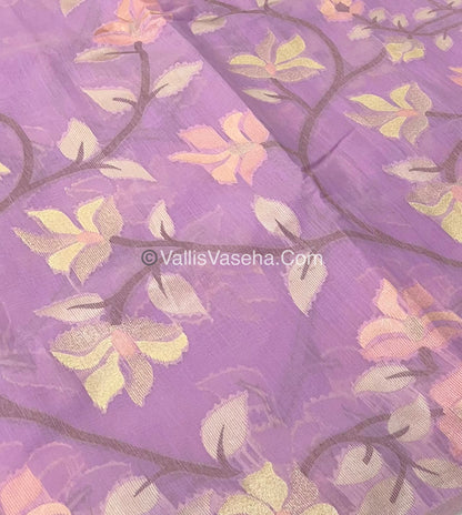 Semi Raw Silk with Jamdhani Design Weaving - Lilac / Light Lavendar shade - VVRS001
