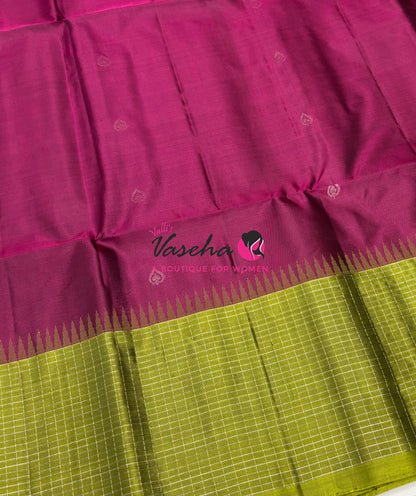 Pure Soft Silk Saree - Purplish Pink & Green Shade - VVPSS117