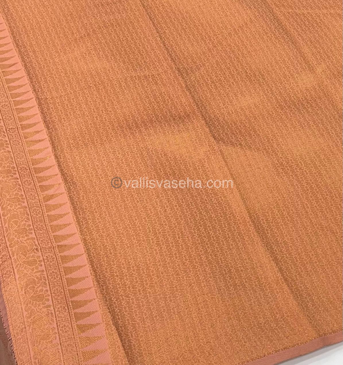 Kanchi Semi Silk - Brown with Peach  - Mayil & Chakkaram design - VVKSS001