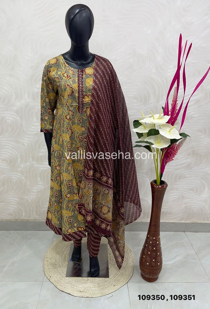Ready Made - Anarkali - Salwar, Kameez & Duppatta(3pc)- Printed Cotton - VVAS002