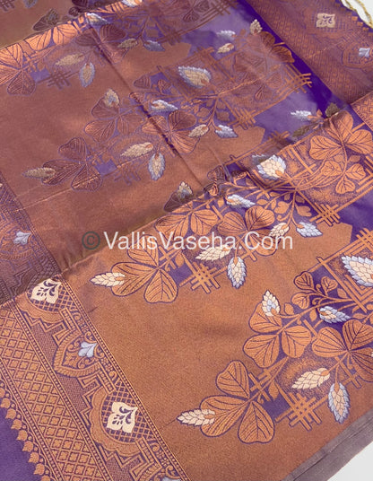 Semi Soft Silk - Border less -Creamish Lavender Shade -VVSSS007