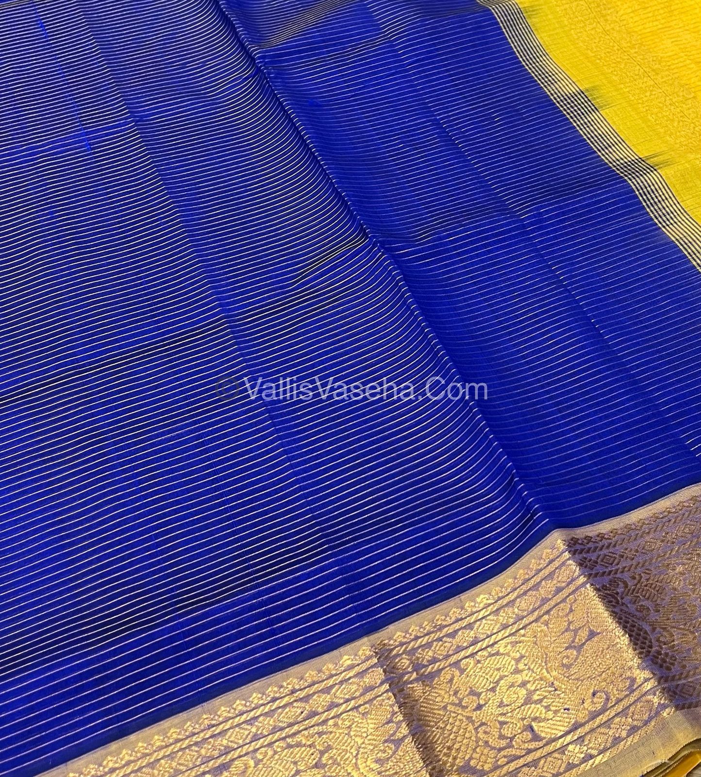 Pure Silk Cotton Sarees - Vairavoosi Lines - Blue & Yellow- VVPSC005