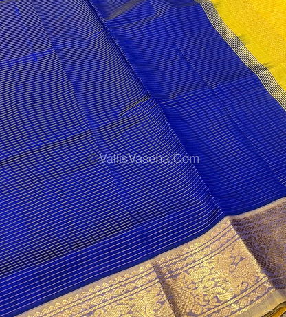 Pure Silk Cotton Sarees - Vairavoosi Lines - Blue & Yellow- VVPSC005