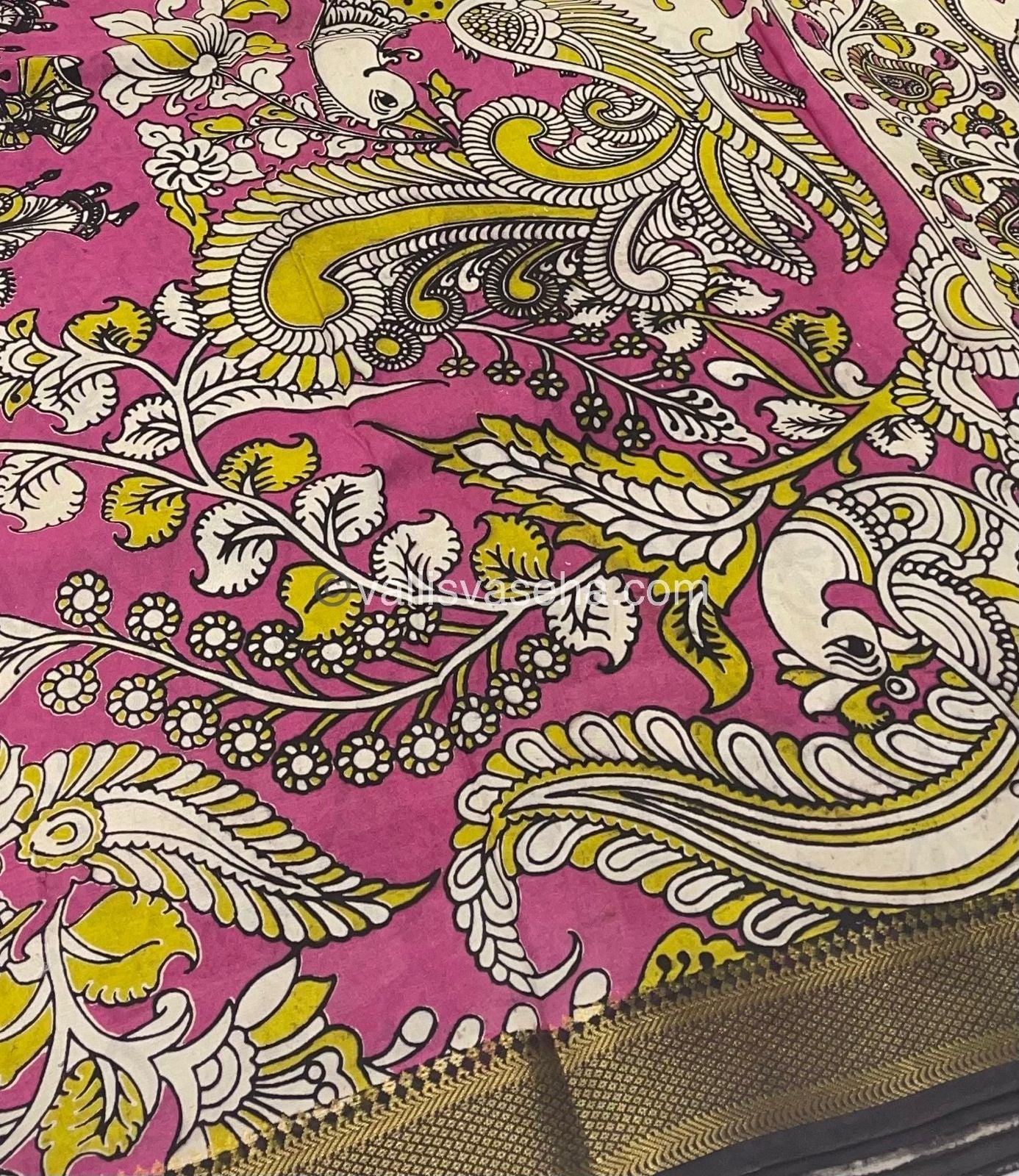 Chennur Silk | Kalamkari Prints | Cream With Coffee Brown -VVCS005