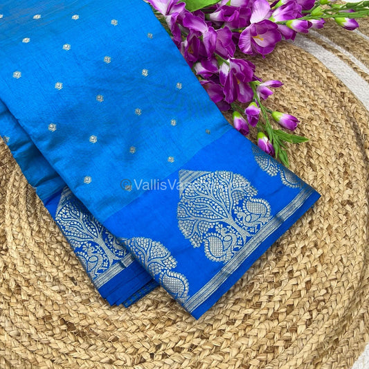 Semi Tussar Silk Saree - Blue  Shade - VVSTS036