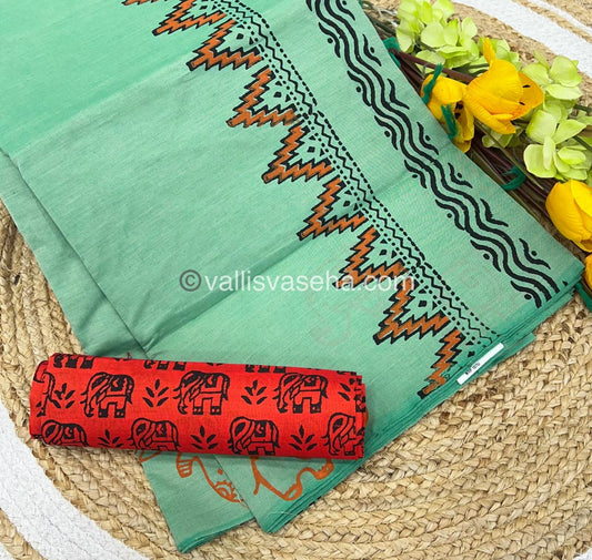South Mixed Printed - Pista Green With Orange   - VVPCP003