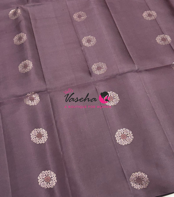 Pure Soft Silk Saree - Border Less  - Brown & Peach Combo - VVPSS055