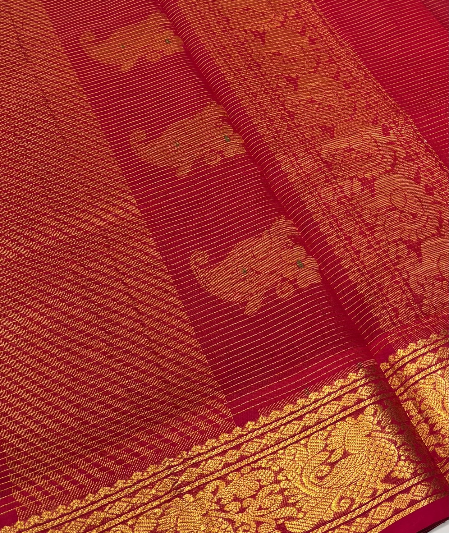 Pure Silk Cotton Sarees - Vairavoosi Lines - Green With Red Shade - VVPSC006