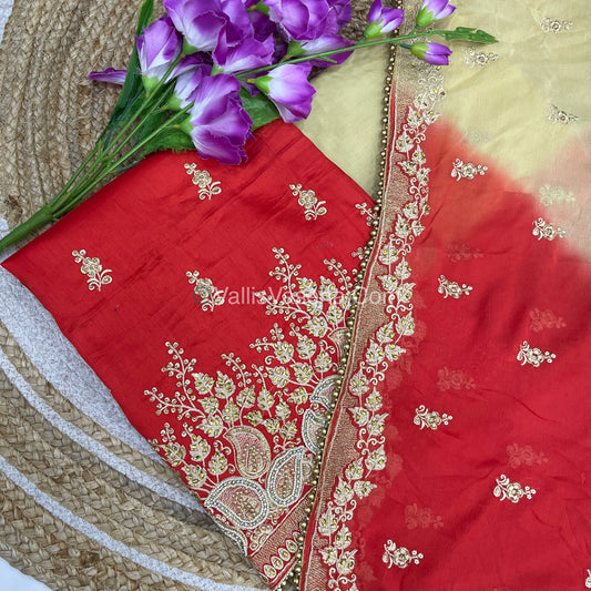 50% less - Offer Unstitched Material - Semi Silk Material - VVDUM001