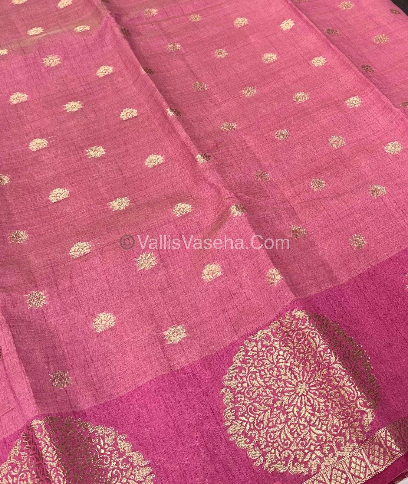 Semi Tussar Silk Saree - Onion Pink shade - VVSTS035