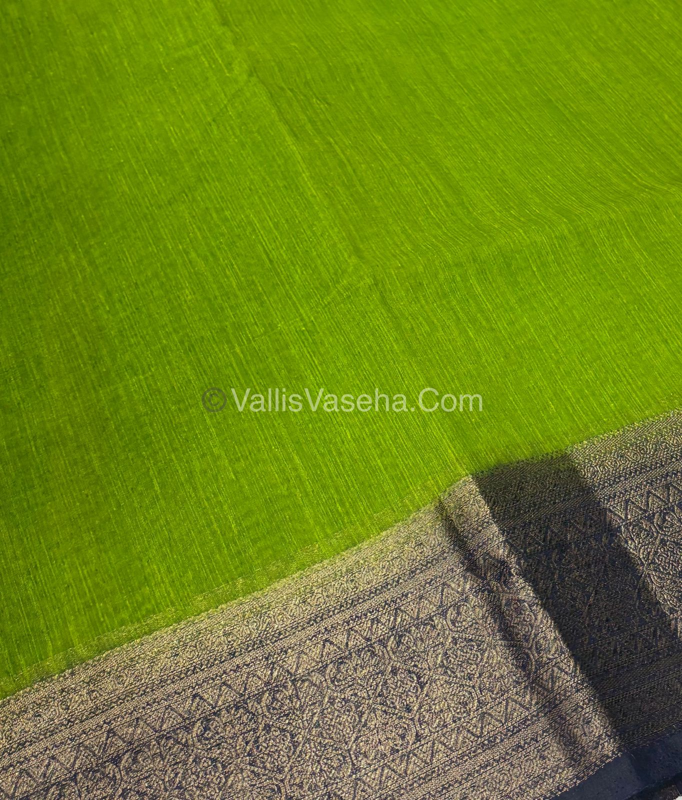 Bamboo Silk Saree - Green With Navy Blue Shade - VVBSS006