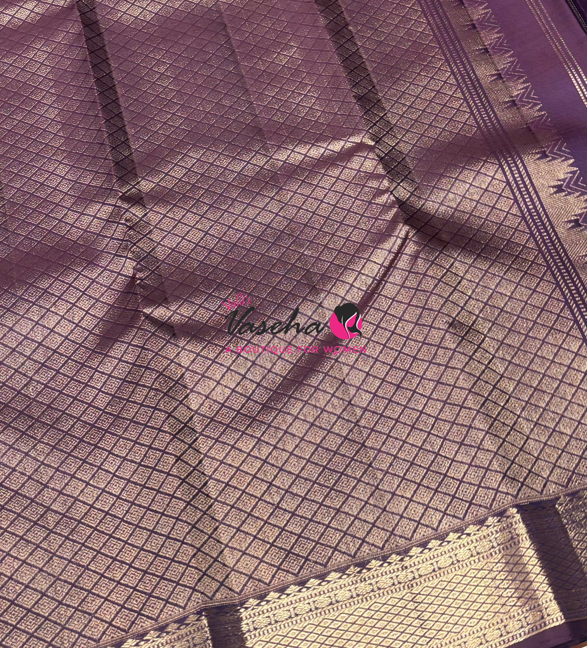Pure Kanchipuram Silk Saree - Dark Purple Shade - VVPS093