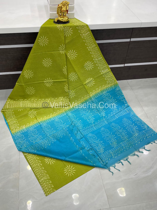 Bhagalpuri Silk | Green with Blue Shade |VVBS009