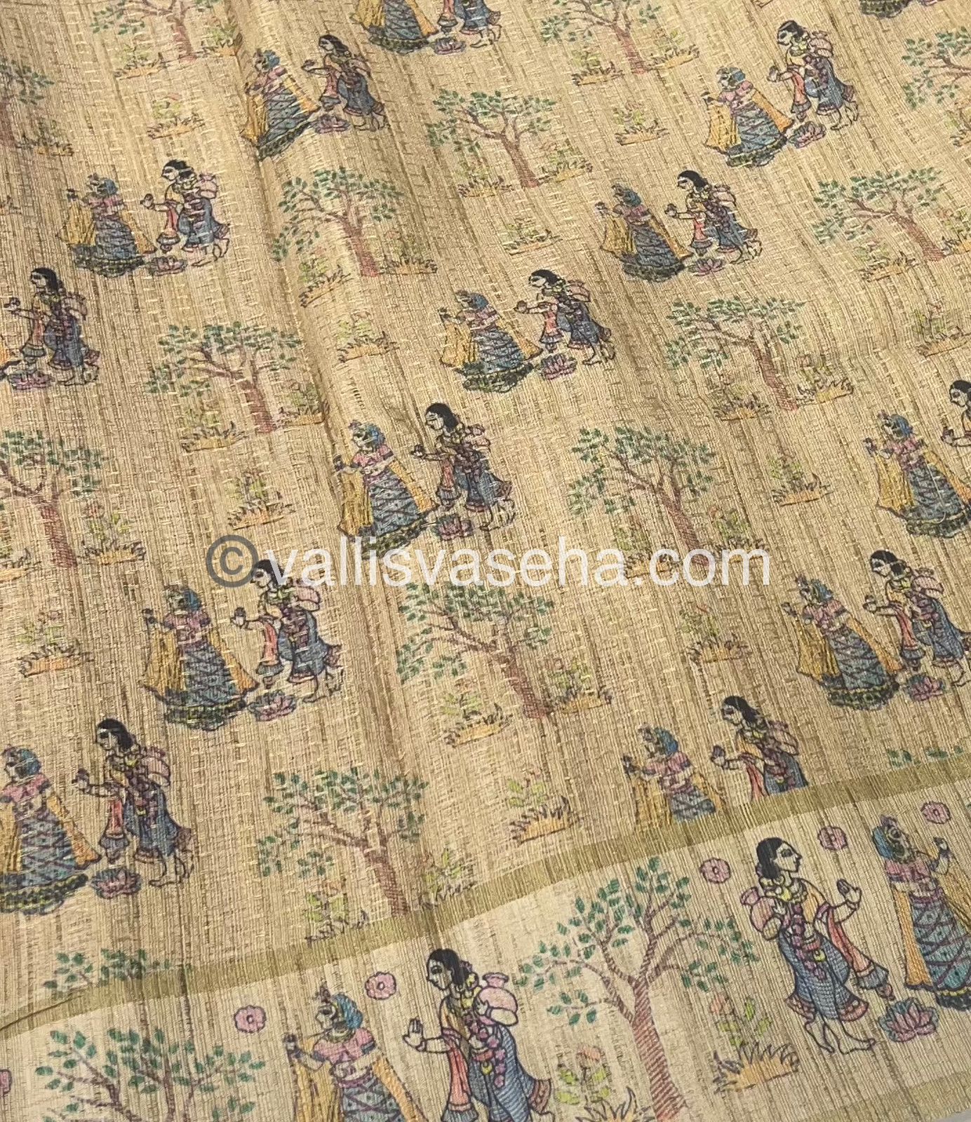 Semi Tussar Silk - Vairavoosi Design - Maroon & Cream Shade - VVSTS030