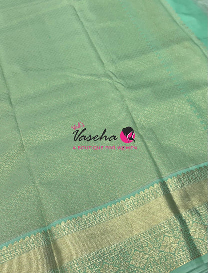 Semi Kanchi Silk  - Pink & Pista Green - VVSKS007