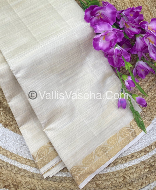 Semi Tussar Silk - Cream (Half White ) Shade - VVSTS003