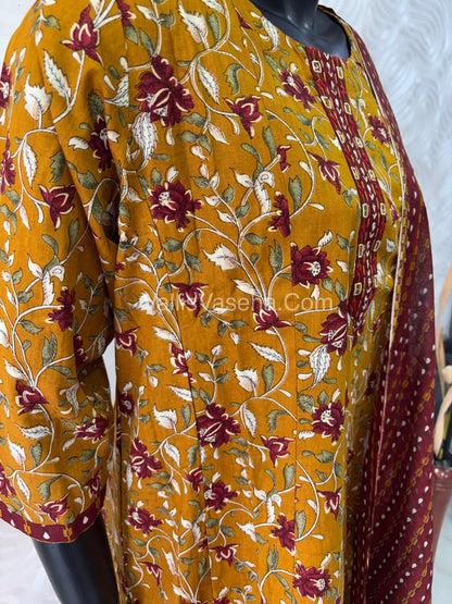 Ready Made - Anarkali - Salwar, Kameez & Duppatta(3pc)- Printed Cotton - VVAS006