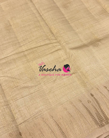 Semi Tussar Silk Saree | Cream Shade |VVSTS050
