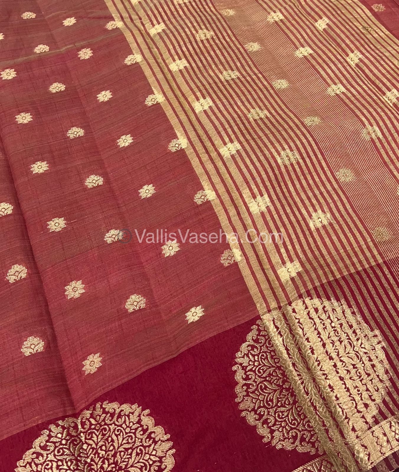 Semi Tussar Silk Saree - Wine shade - VVSTS035