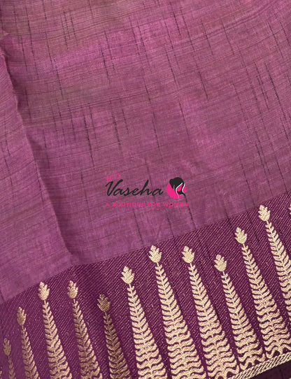 Semi Tussar Silk Saree | Wine Shade |VVSTS050