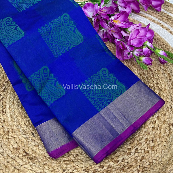 Banarasi - Kora Tanchoi - Square Mango Butta - Semi Soft Silk Saree - VVKTS001