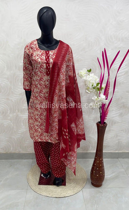 Ready Made - Semi Patiyala 3(pc) Set - Printed Cotton - VVRSP001