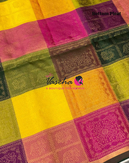Pure Soft Silk Saree - Partly Pallu -  Half & Half Saree - VVPSS088
