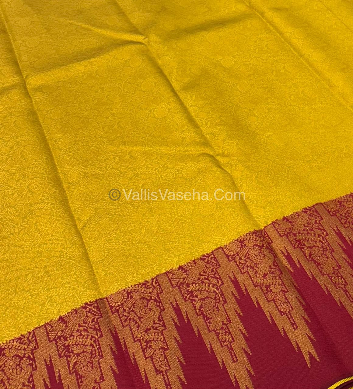 Kanchi Semi Silk  -  Yellow with Red - VVKSS003