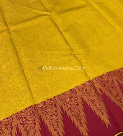 Kanchi Semi Silk  -  Yellow with Red - VVKSS003