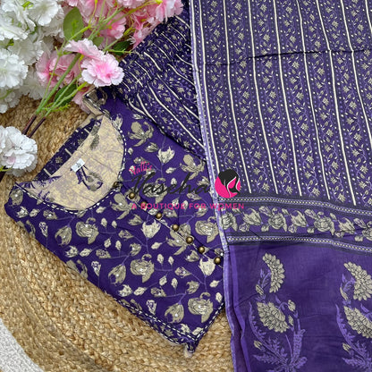 Ready Made - Anarkali - Salwar, Kameez & Duppatta(3pc)- Printed Cotton - VVAS012
