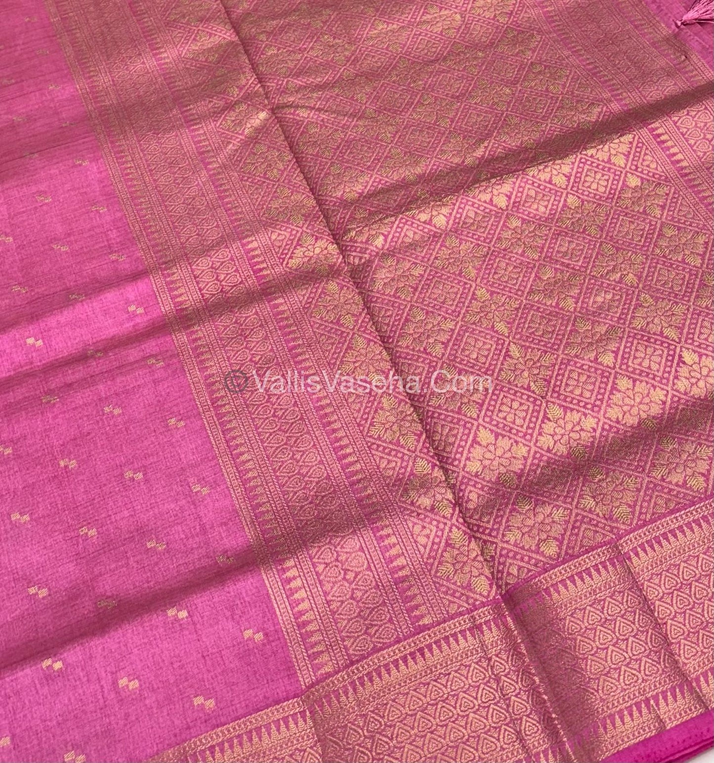 Semi Tussar Silk - Grand Pallu  - Light Pink Shade - VVSTS020