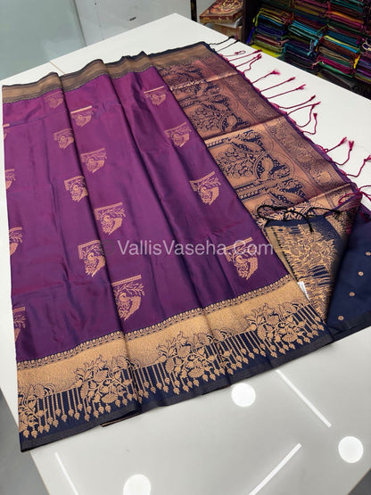 Semi Soft Silk - Violet With Blue Shade -VVSSS030 - 7