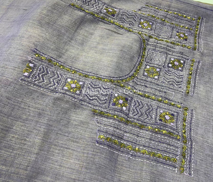 French Knot - Linen Tissue Saree - Lavendar Shade - VVLFN003