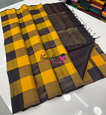 Half Mix - Pure Soft Silk Saree - Pazhum Pazhamum Checks - VVPSS157
