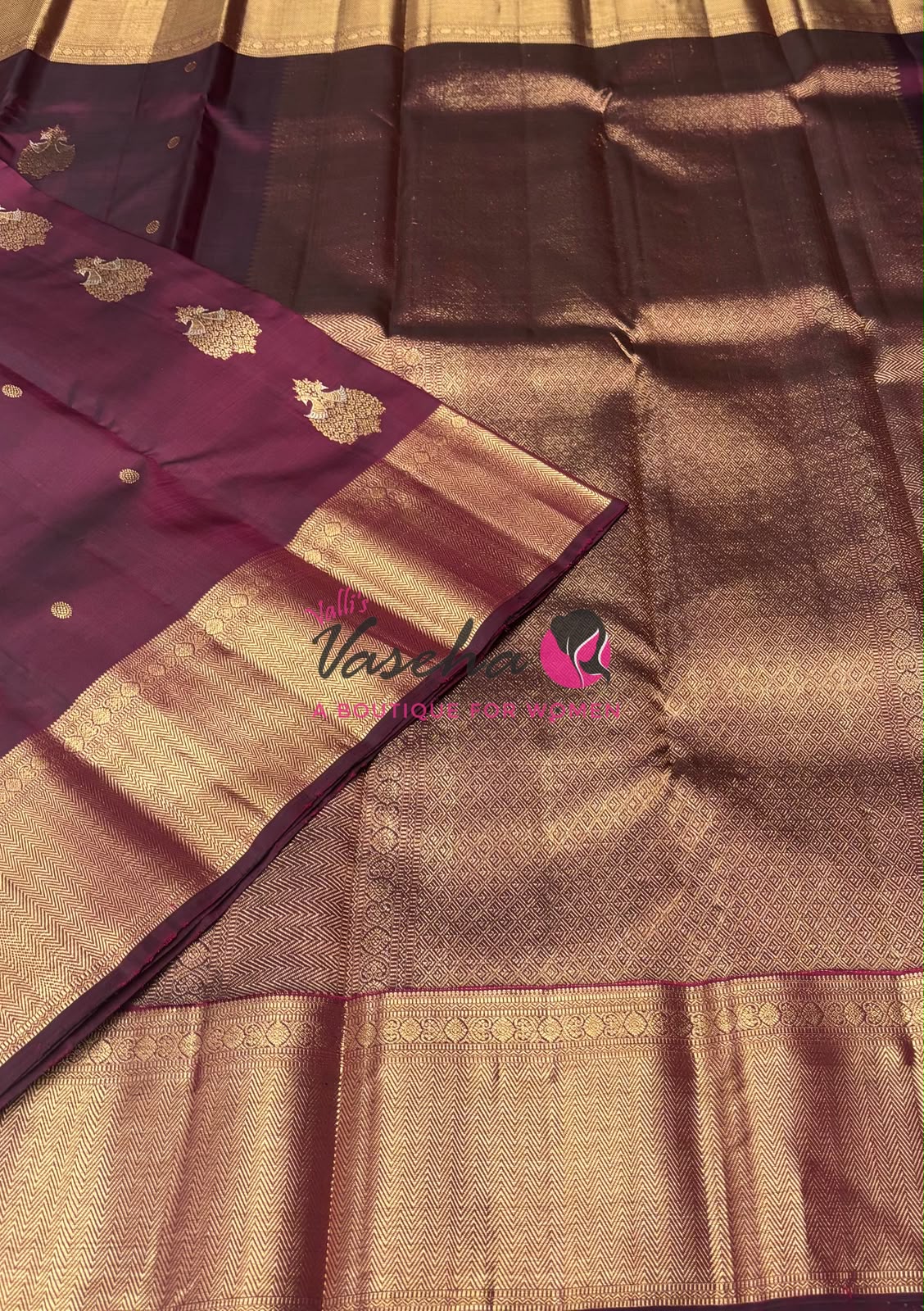 Pure Kanchipuram Silk Saree - Maroon Shade - VVPS045