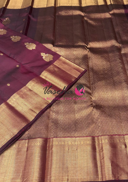 Pure Kanchipuram Silk Saree - Maroon Shade - VVPS045